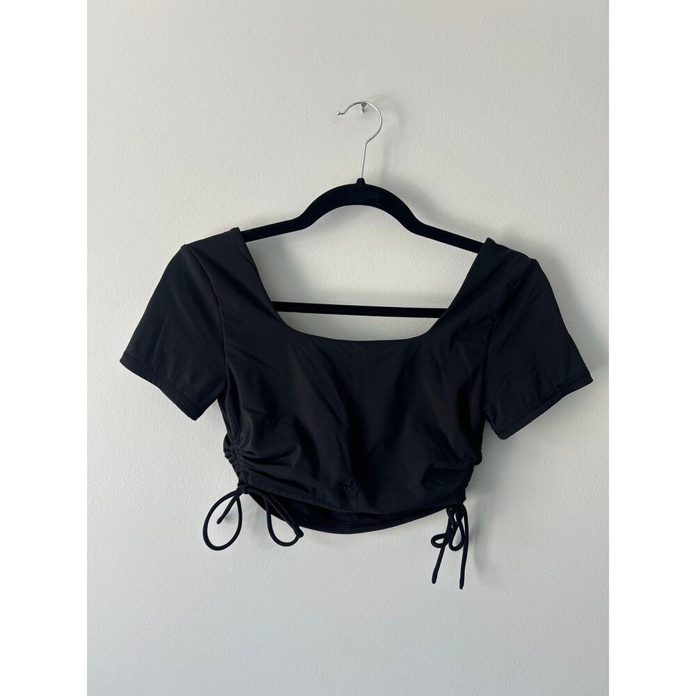 JoyLab Black Cropped Short Sleeve Side Cinch Active Top  Extra Small - Picture 2 of 5